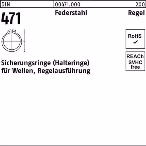 Anelli di sicurezza Reyher DIN 471 in acciaio per molle 37 x 1,75 004710009370000 (100 pezzi)