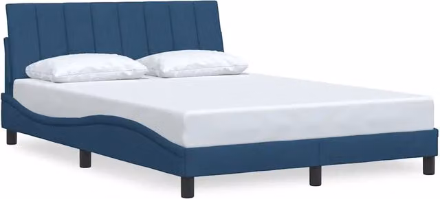 Letto matrimoniale | Letto per adulti | Giroletto senza Materasso Hanko Blu 140x190 cm in Tessuto