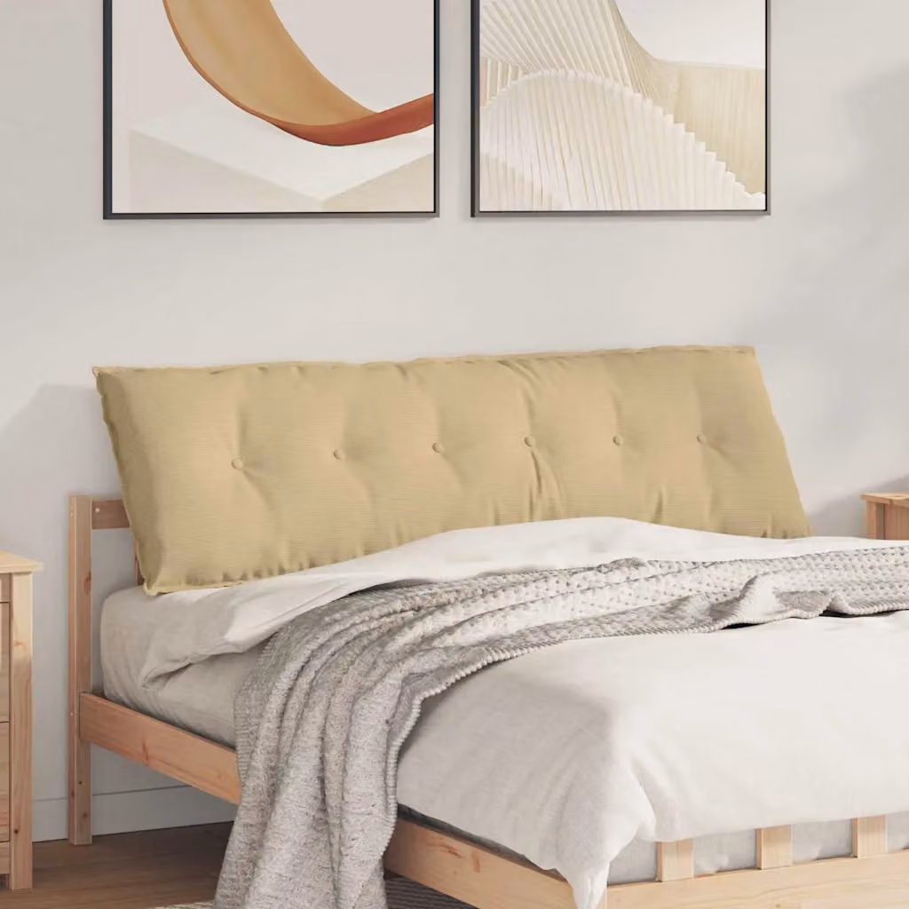 Cuscino per schiena vidaXL in tessuto di velluto a coste, Grigio Verde, L: 160 cm, P: 50 cm