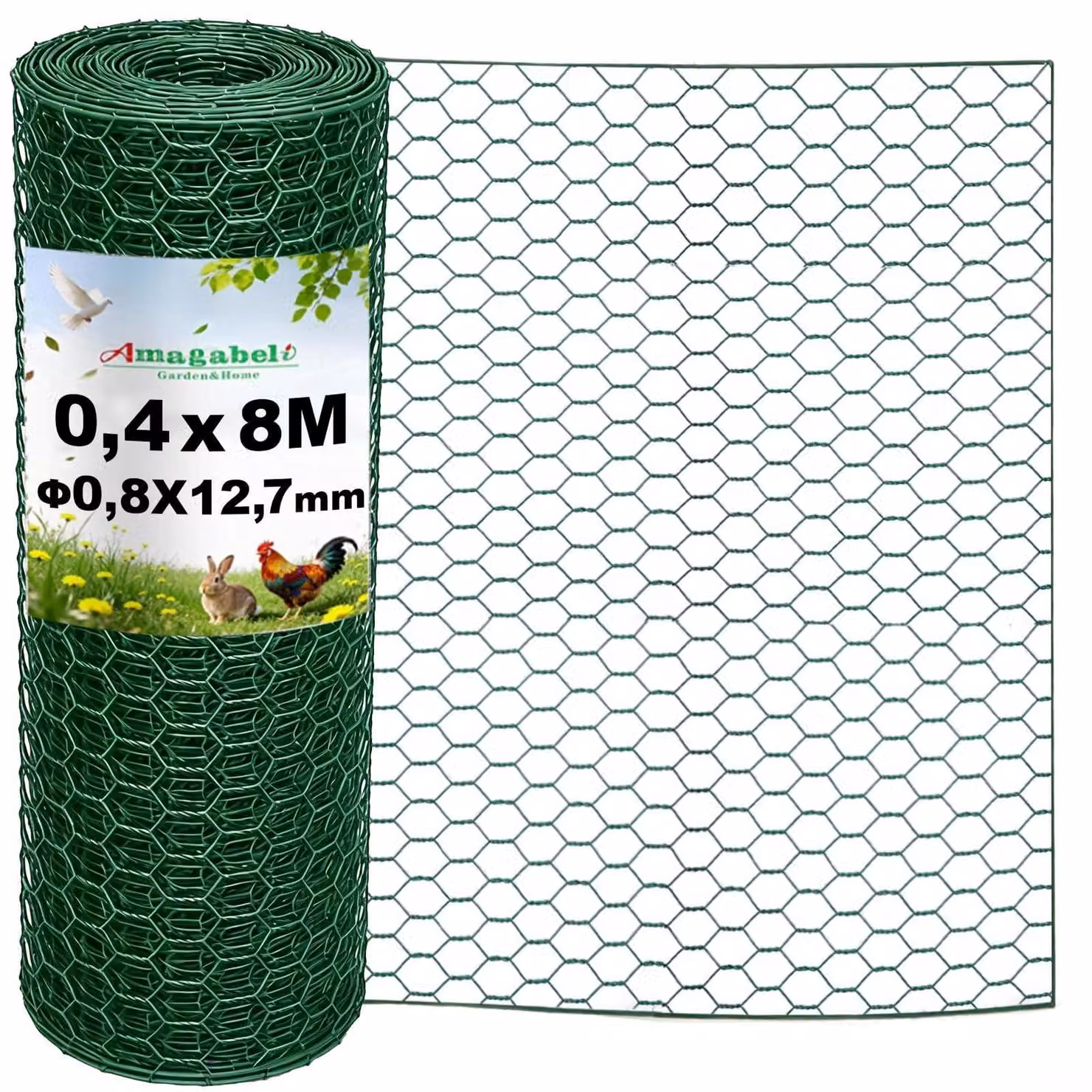 Solidchoice - Rete esagonale da 8 metri con rivestimento in PVC, ideale per recinzioni per animali e progetti di giardinaggio