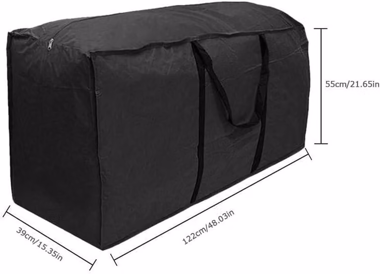 Sacchetto di conservazione per cuscini, copertina protettiva per mobili da giardino, 122 x 39 x 55 cm, con maniglia