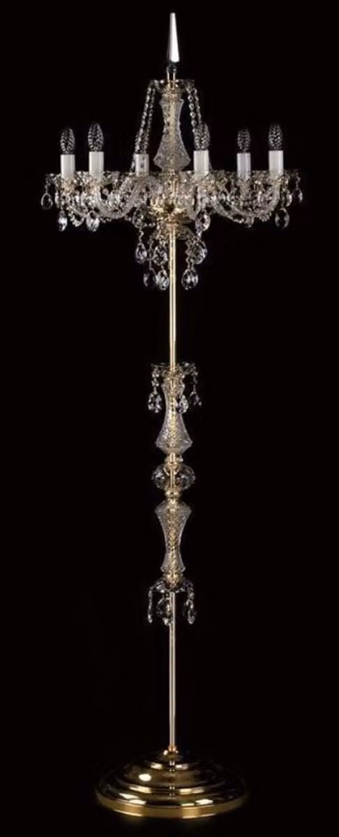 Casa Padrino lampada da terra in cristallo barocco oro Ø 60 x H. 180 cm - Magnifica lampada da terra con vetro di cristallo di Boemia - Luci in cristallo barocco