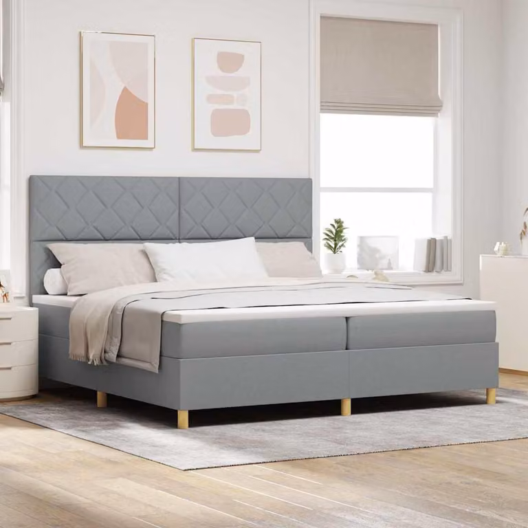 Maison Exclusive - Letto boxspring con testiera grigio chiaro 200 x 200 cm in tessuto