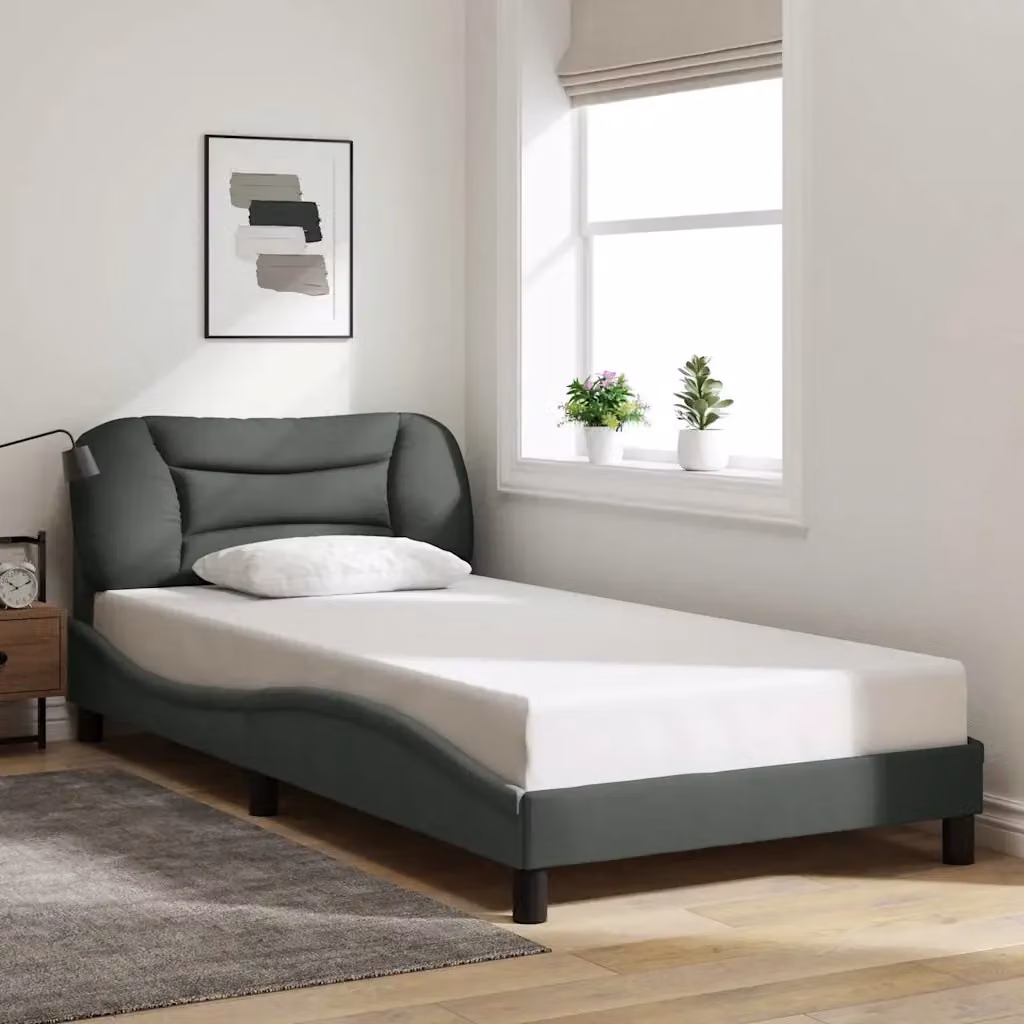 Letto singolo Hvar per adulti in tessuto grigio con struttura in legno e metallo L/P/H: 200 x 100 x 74,5 cm – 2