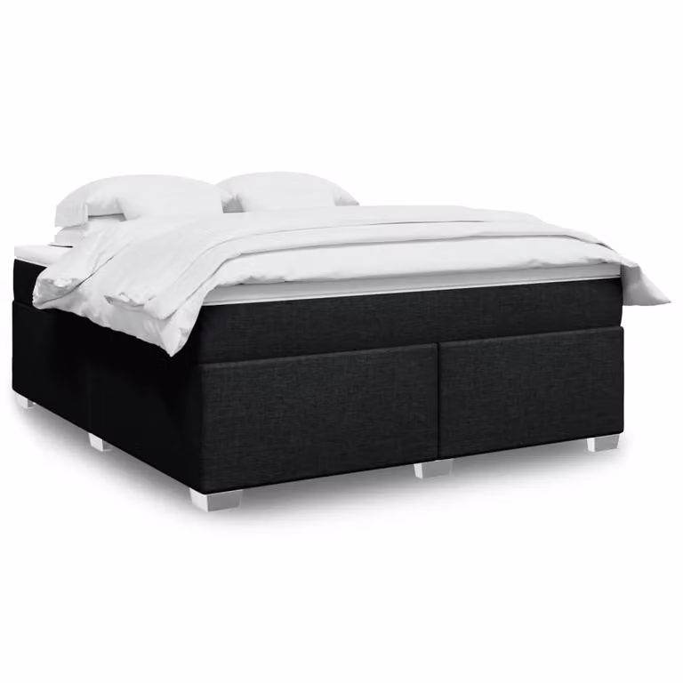 vidaXL Giroletto a Molle con Materasso Nero in Tessuto L 180 x P 200 cm