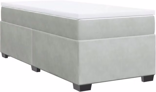 Letto singolo | Letto per adulti | Giroletto a Molle con Materasso Grigio Chiaro 100x200cm Velluto
