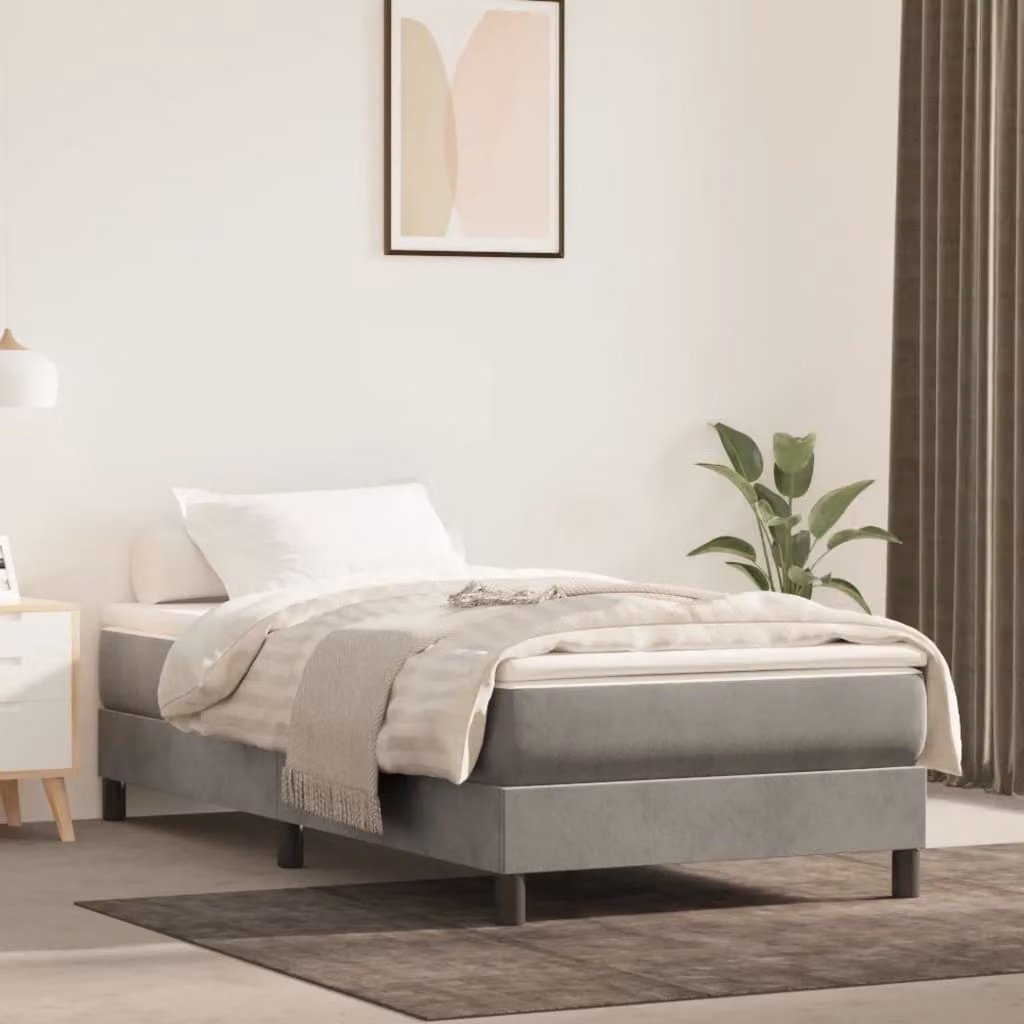 The Living Store Struttura letto grigio chiaro 80x200 cm in velluto