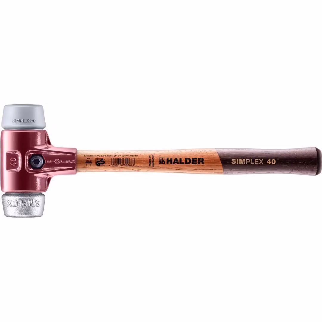Mazza SIMPLEX soft-face con alloggiamento TE e manico in legno, Ø 40, TPE-mid / metallo morbido