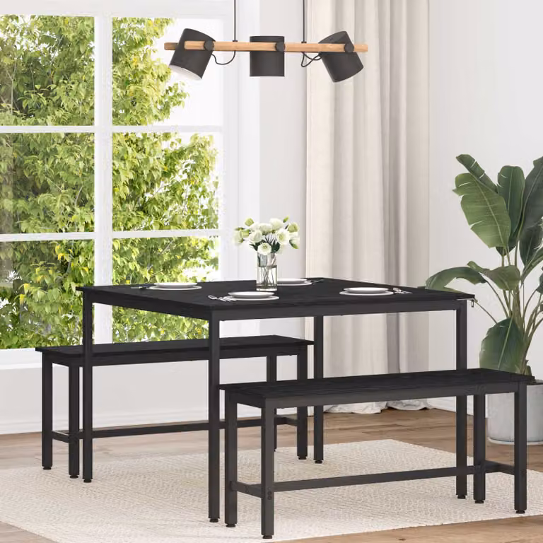 Tavolo da pranzo moderno vidaXL in legno ingegnerizzato e metallo, L/P/H: 110 x 110 x 75 cm, disponibile in nero o marrone