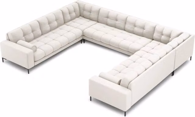 Divano panoramico Bali Cosmopolitan Design a 9 posti in tessuto strutturato beige chiaro L: 327 cm, P: 159 cm, H: 75 cm