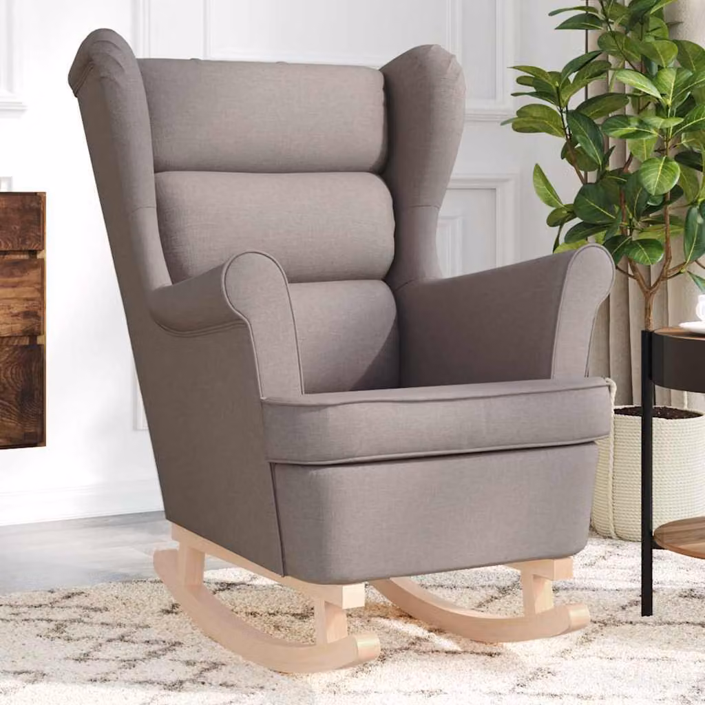Maison Exclusive - Poltrona a dondolo color tortora, 74x90x102 cm, rivestita in tessuto