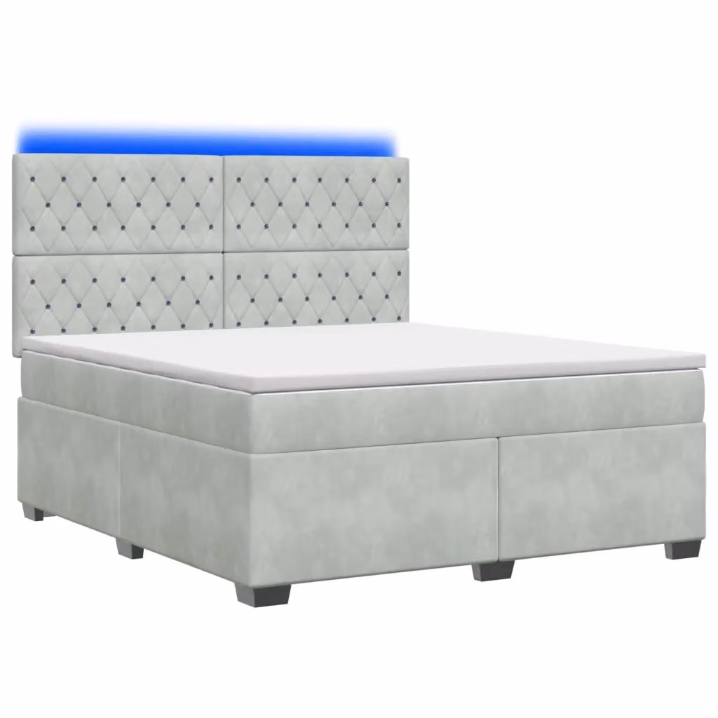 Letto box spring ibrido vidaXL con materasso a molle insacchettate e base contenitore, rivestimento in velluto grigio, L/P: 160 x 200 cm – 2