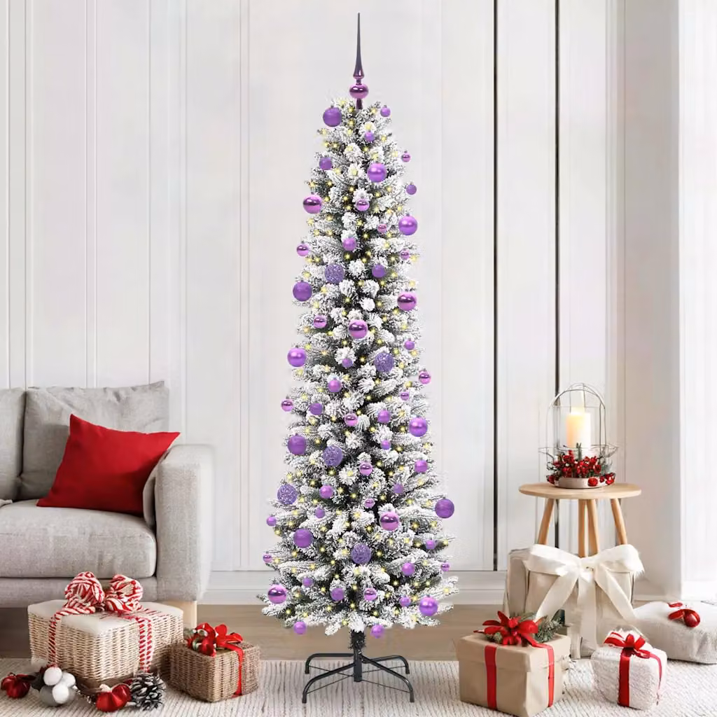 Albero di Natale artificiale moderno vidaXL con LED, Bianco e Verde, Altezza: 210 cm