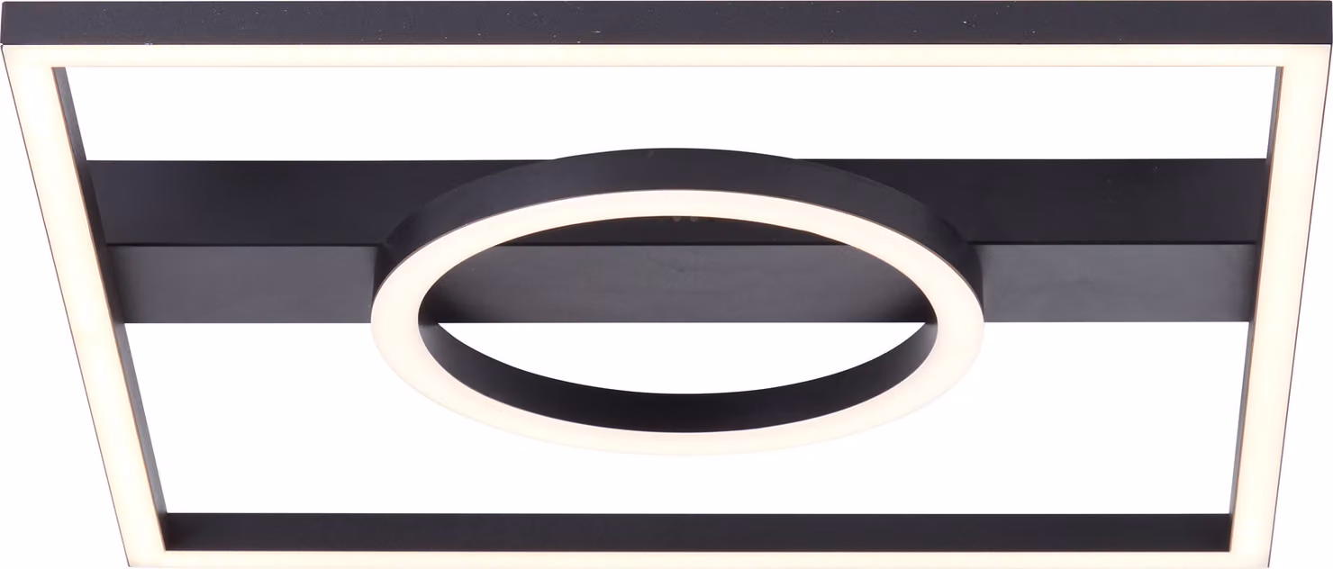 BRILLANTE lampada da soffitto moderna a LED nera MAUREEN | plafoniera con colore della luce bianco caldo (3000K) e luminosità 2700 lm 24 W| 40x40 cm | metallo/legno/plastica
