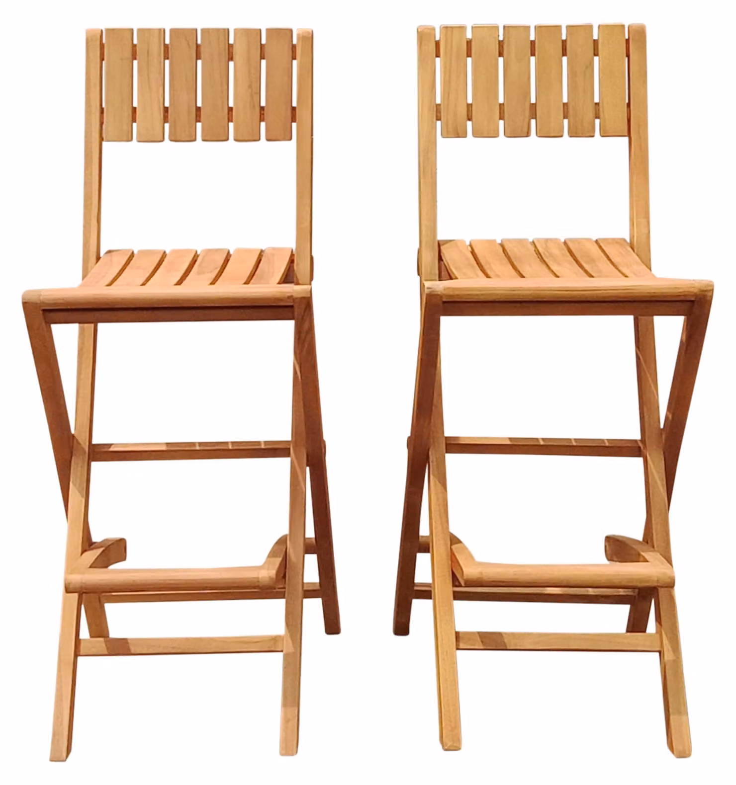Set di 2 sgabelli da bar pieghevoli in teak, ideali per giardino o terrazza