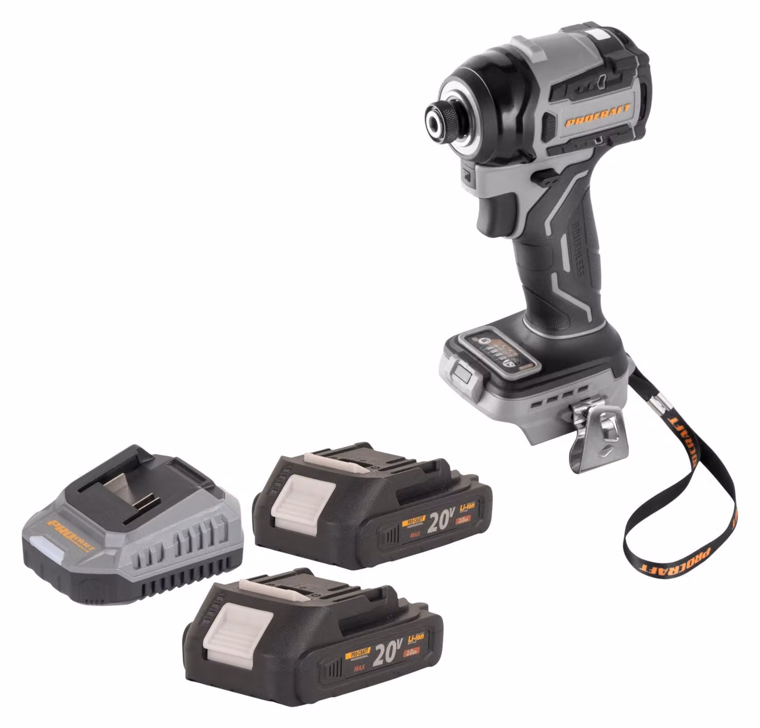 Procraft ID20Abb avvitatore a impatto a batteria 20 V 180 Nm 1/4" + 2x batteria 2,0 Ah + caricabatteria