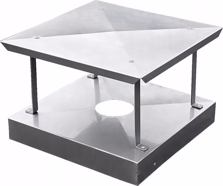 Cofano per camino con bordo in acciaio inox 45 x 100 cm Cofano per camino con zoccolo