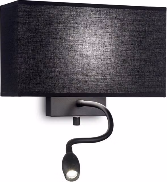 Applique Moderna IDEAL LUX in Metallo Nero con 2 Luci E27 e LED 1,5W regolabile