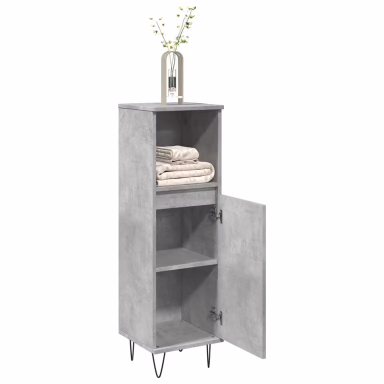 Armadietto da bagno sospeso vidaXL in stile industriale grigio con ripiani interni e ante a battente L 30 cm x P 30 cm x H 100 cm