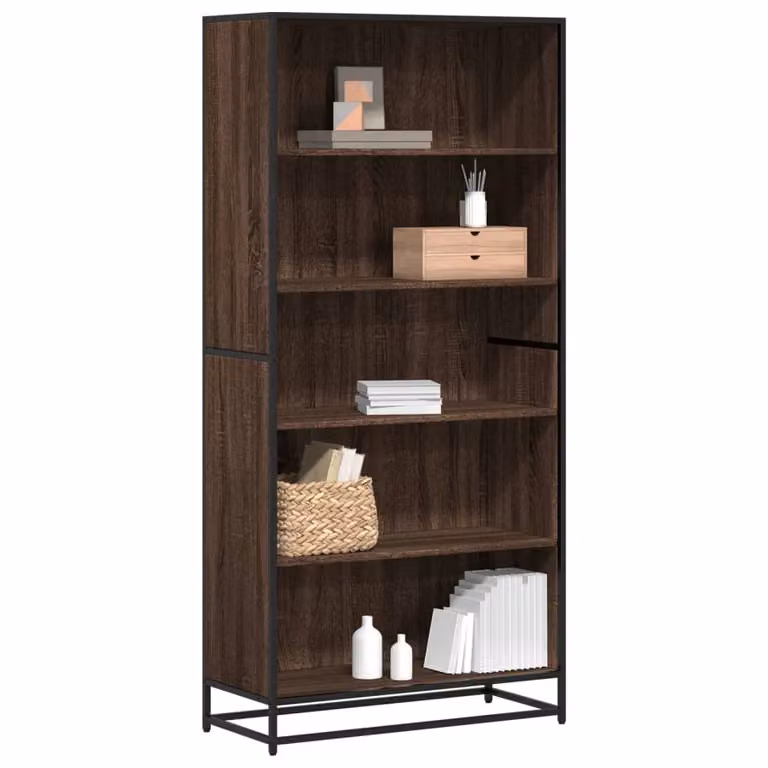 Libreria in stile industriale vidaXL in legno e metallo, colore rovere marrone, L 80,5 x P 35 x H 170,5 cm