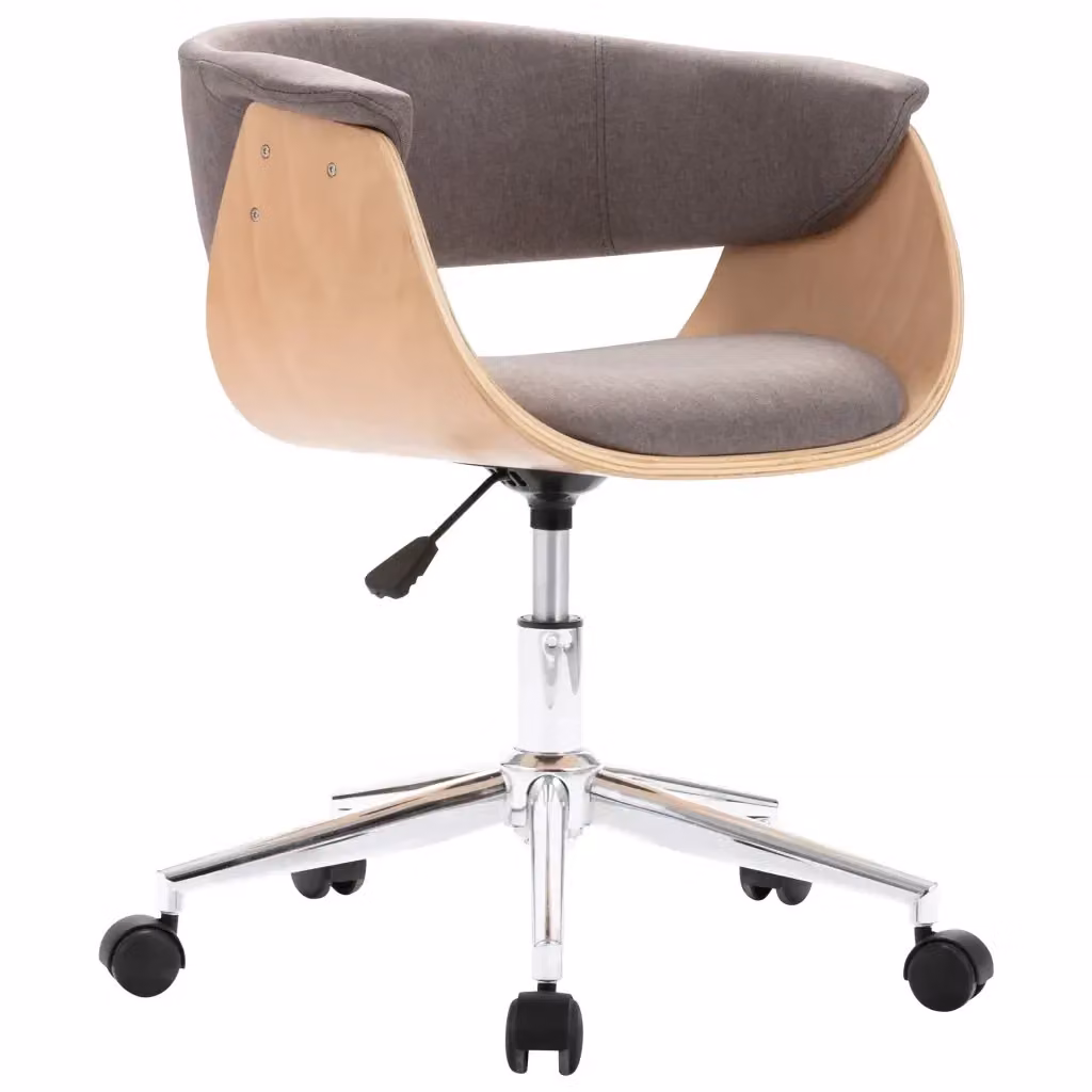 Sedia da ufficio girevole moderna vidaXL in legno e tessuto grigio – 2