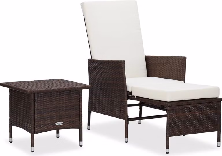 The Living Store Set salotto da giardino 2 pezzi con cuscini in poly rattan marrone