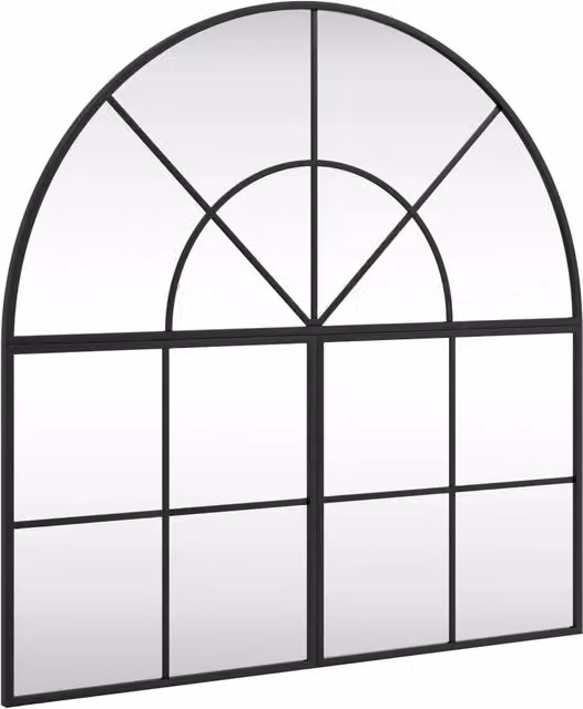 Specchio da Parete Design In Nero con Cornice in Metallo, L 80 cm x H 80 cm
