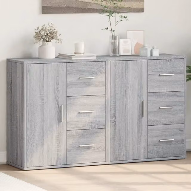 Set di 2 credenze moderne vidaXL in legno grigio da parete L: 60 cm, P: 31 cm, H: 70 cm