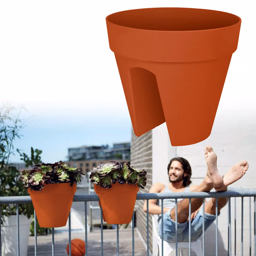 Set di 2 vasi da fiori Gardebruk in plastica color marrone e arancione, L/P/H: 28,5 x 25,5 cm – 2