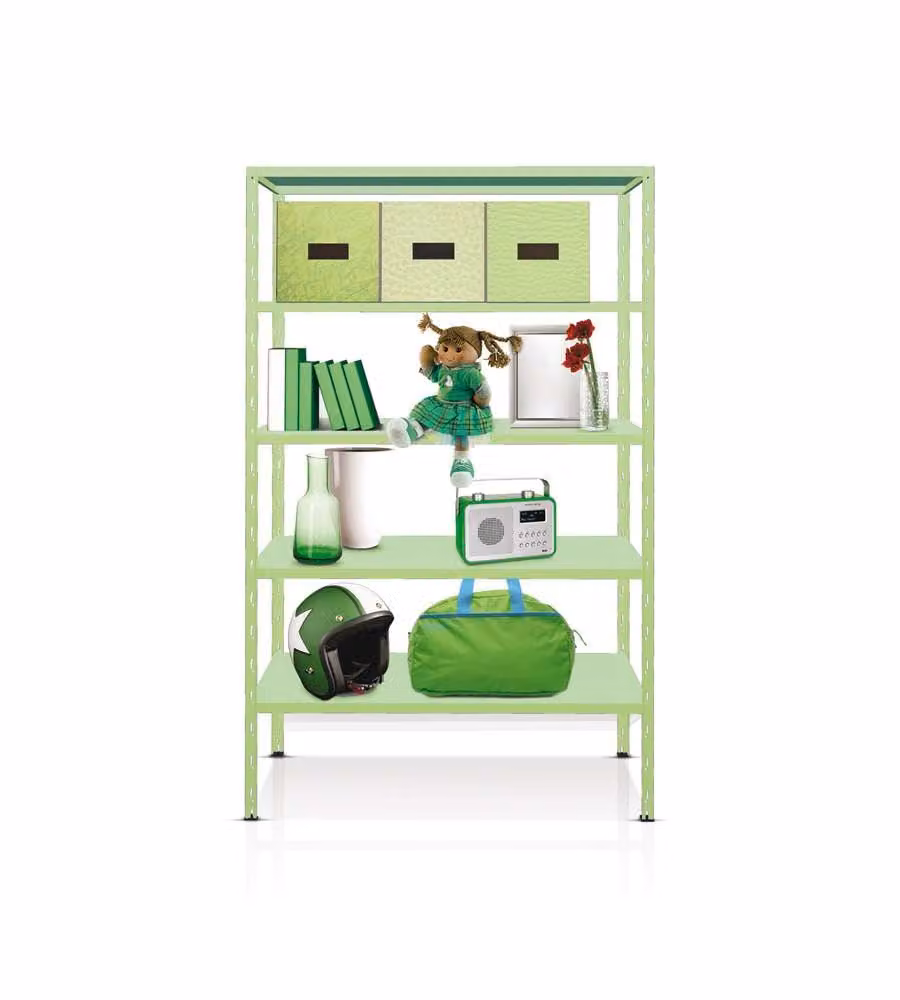 Scaffale Metallo Verde - 5 Ripiani - 100x40 cm