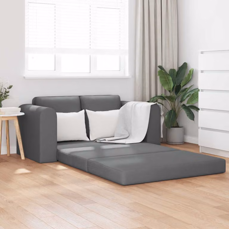 Divano letto vidaXL in tessuto grigio con struttura imbottita L: 148 cm, P: 71 cm, H: 83 cm