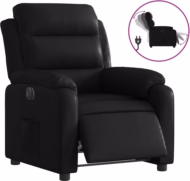 Poltrona Relax Reclinabile Elettrica Nera in Similpelle con Braccioli e Design Moderno – 1