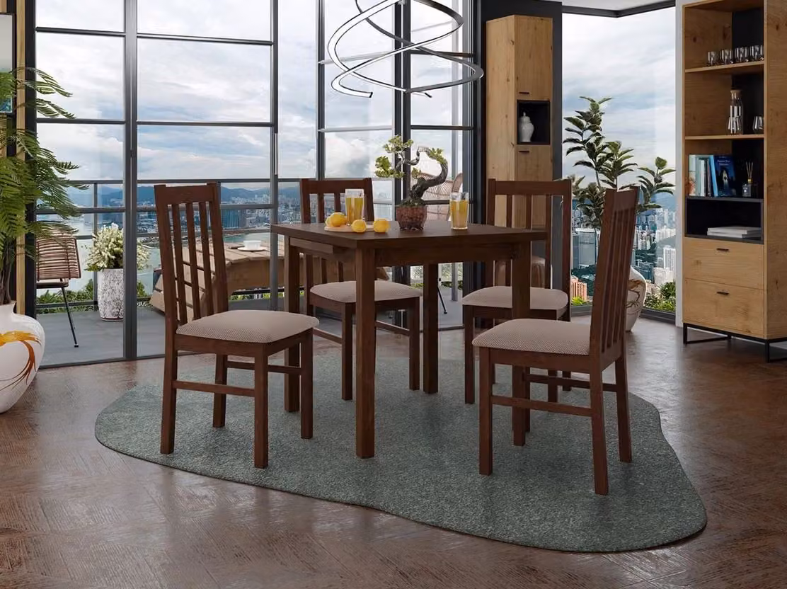 Tavolo da pranzo allungabile 80 cm con 4 sedie ADELBITE 4 - noce / marrone 1