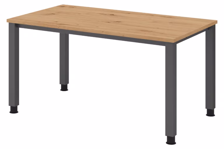 Scrivania bümö Serie Q - Finitura: rovere nodato, struttura: grafite, dimensioni: 140 x 80 cm