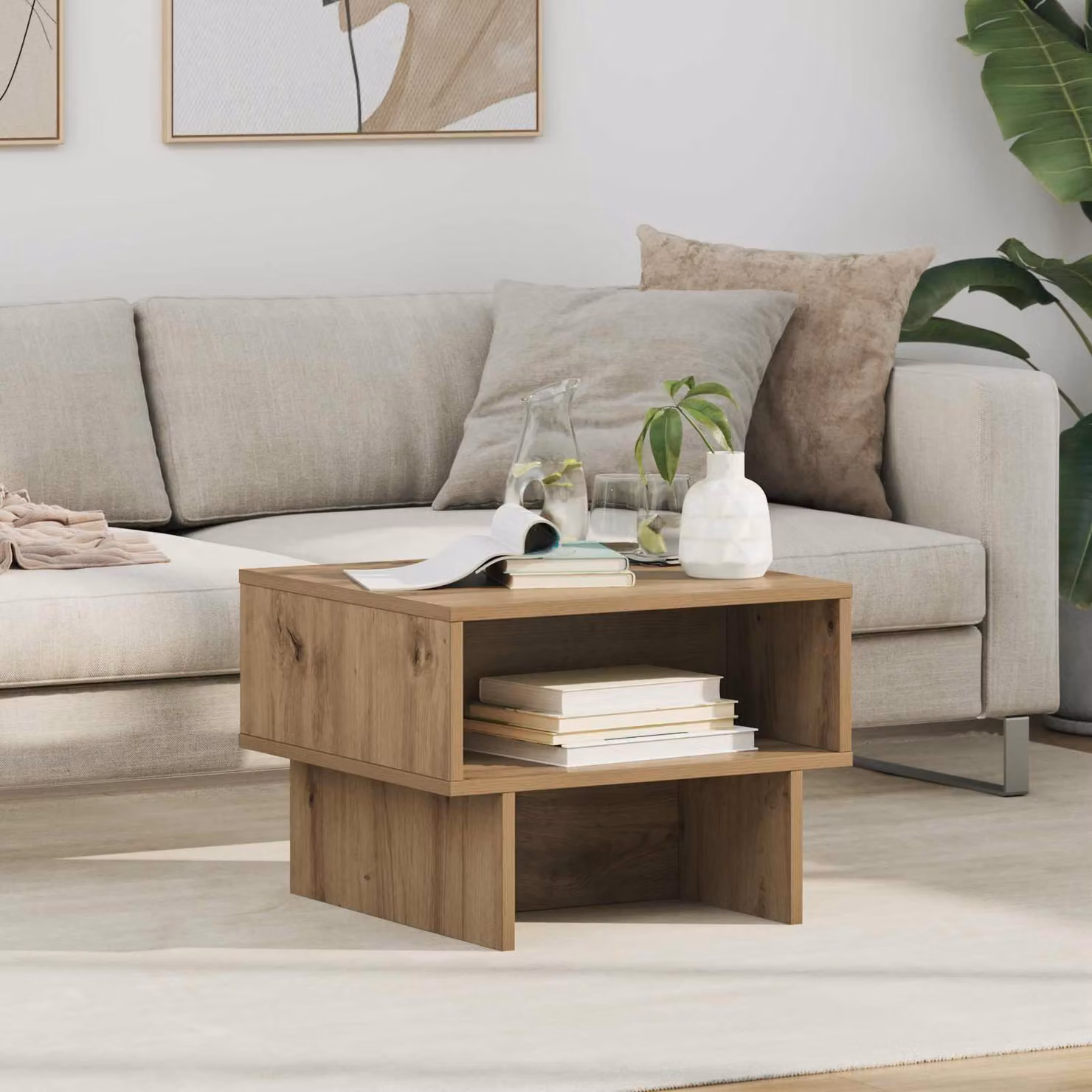 Maison Exclusive - Tavolino Artisan in rovere 48 x 46 x 35 cm Materiale ligneo