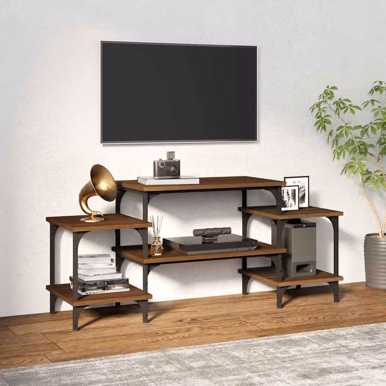 Mobile Porta TV con Ruote vidaXL in Legno Rovere Marrone, L 117 x P 35 x H 52 cm