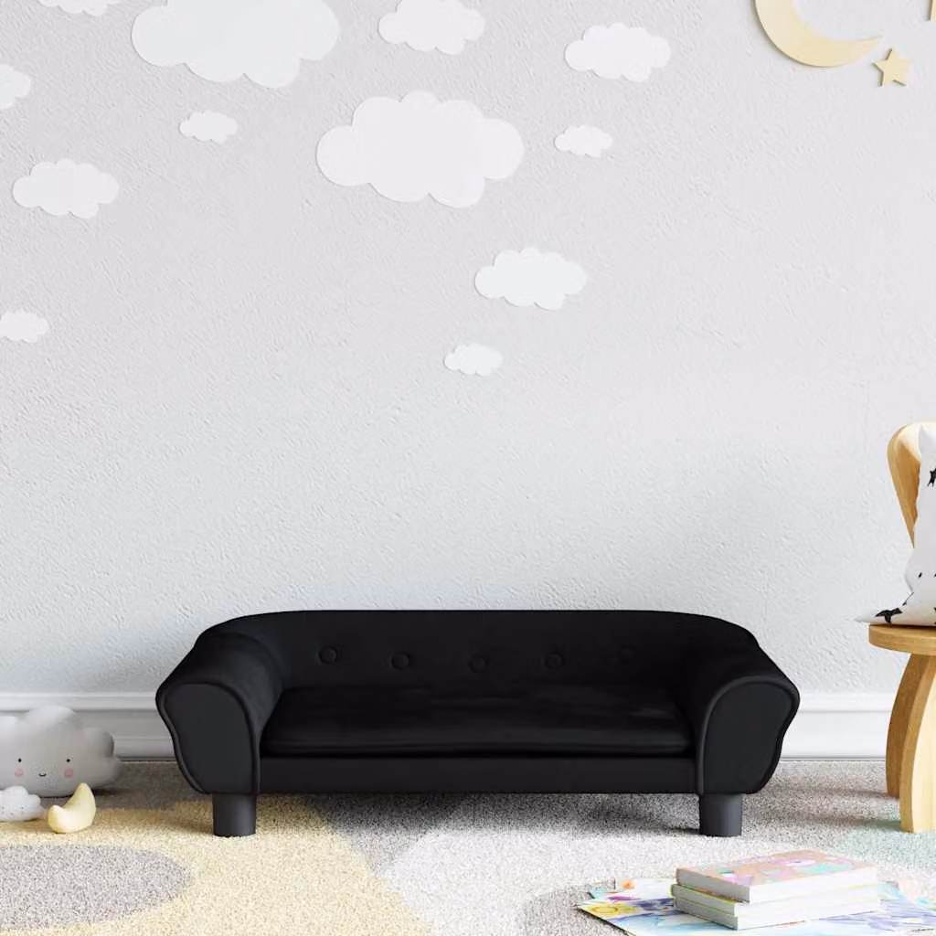 vidaXL Divano per Bambini Nero in Velluto L/P/H: 70 x 45 x 26 cm