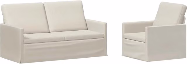 Set di 2 divani moderni vidaXL in velluto beige con struttura in metallo per soggiorno o ufficio in casa