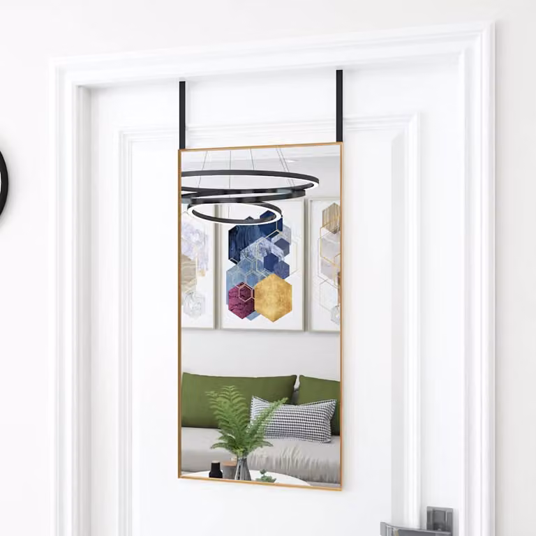 Specchio da porta rettangolare vidaXL in vetro e metallo oro L: 40 cm, H: 80 cm
