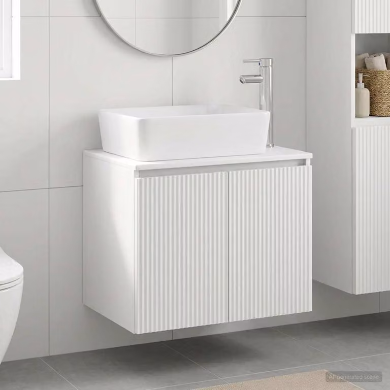 vidaXL Set di mobili da bagno moderni in MDF bianco opaco, sospesi