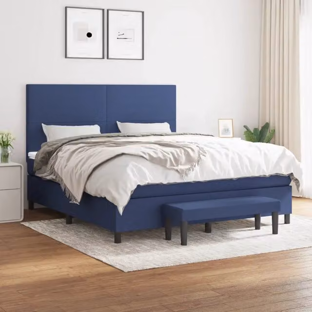 Letto Ibrido con Giroletto a Molle e Materasso vidaXL, Blu e Bianco, L/P/H: 160 x 200 x 128 cm