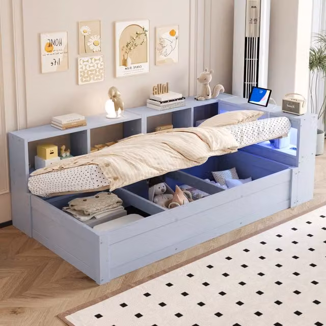 letto multifunzione mdf grigio 90 x 200 cm