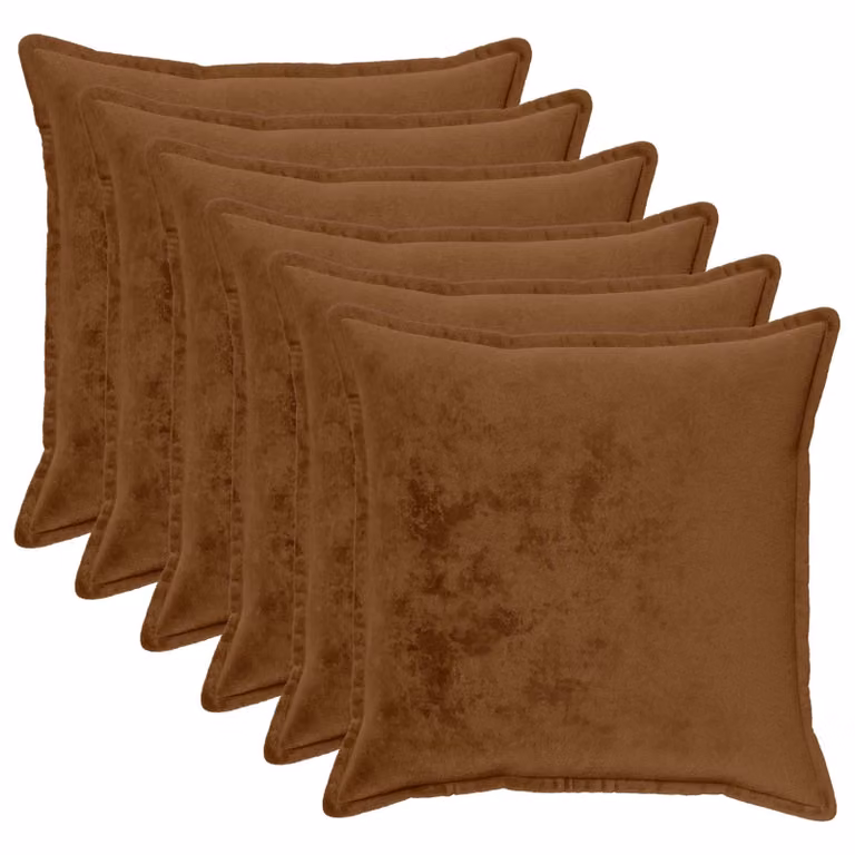 vidaXL Federa 6 pcs HOUTEN Marrone Chiaro 80 x 80 cm Flanella