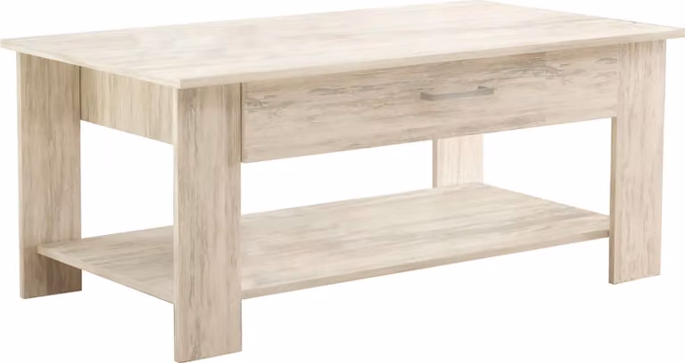 Milani Home - tavolino da salotto moderno 110 x 60 x 44 cm, effetto legno chiaro, truciolare bilaminato