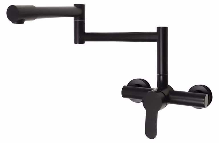 Miscelatore da cucina – Montaggio a parete – Girevole a 360° – Ribaltabile – Miscelatore monocomando – Ottone – Nero