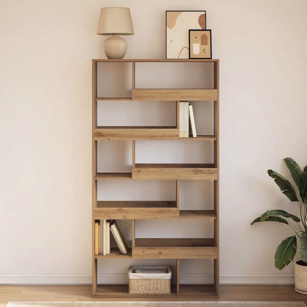 Libreria vidaXL in stile classico color rovere, realizzata in MDF per il tuo soggiorno, L 100 cm x P 33 cm x H 187,5 cm