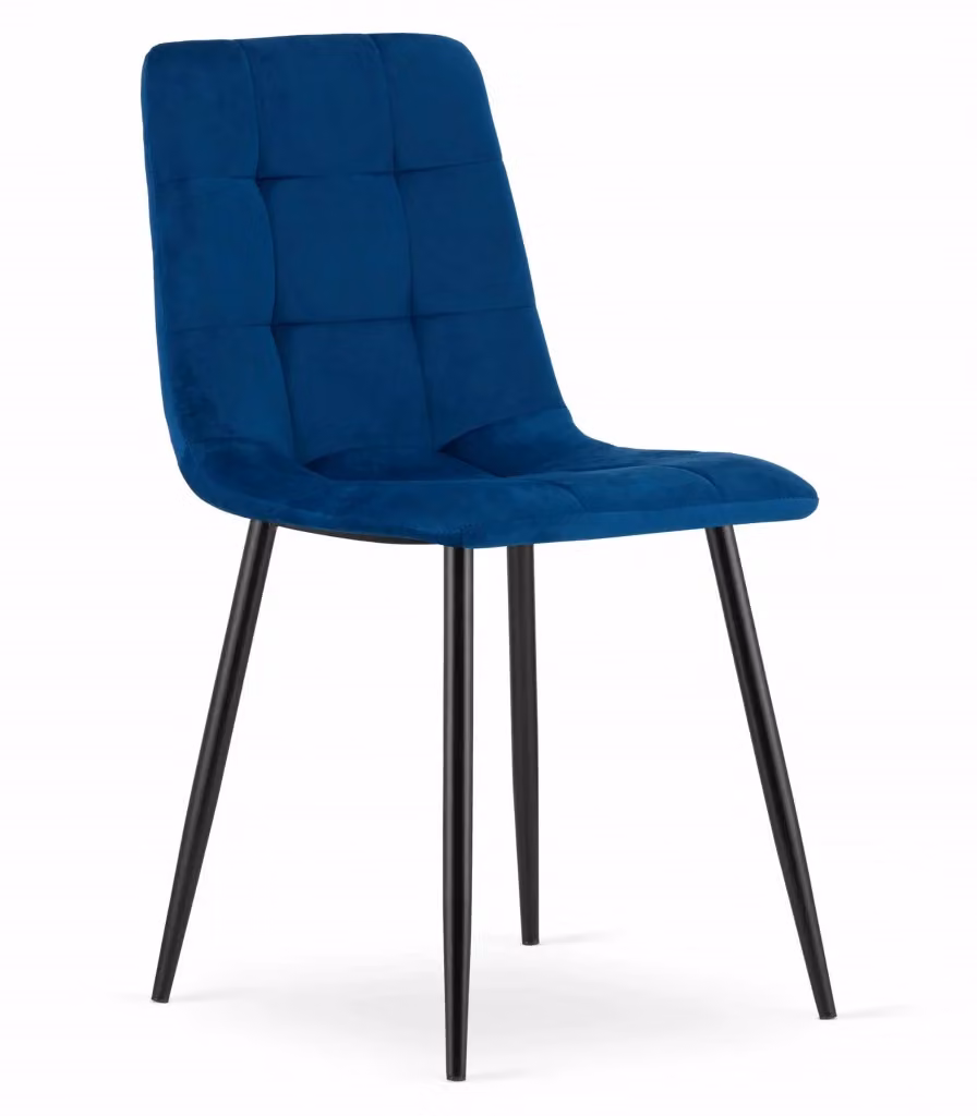 Set di 3 sedie VALORA PYRA in velluto blu navy con struttura in metallo per soggiorno o ufficio – 2