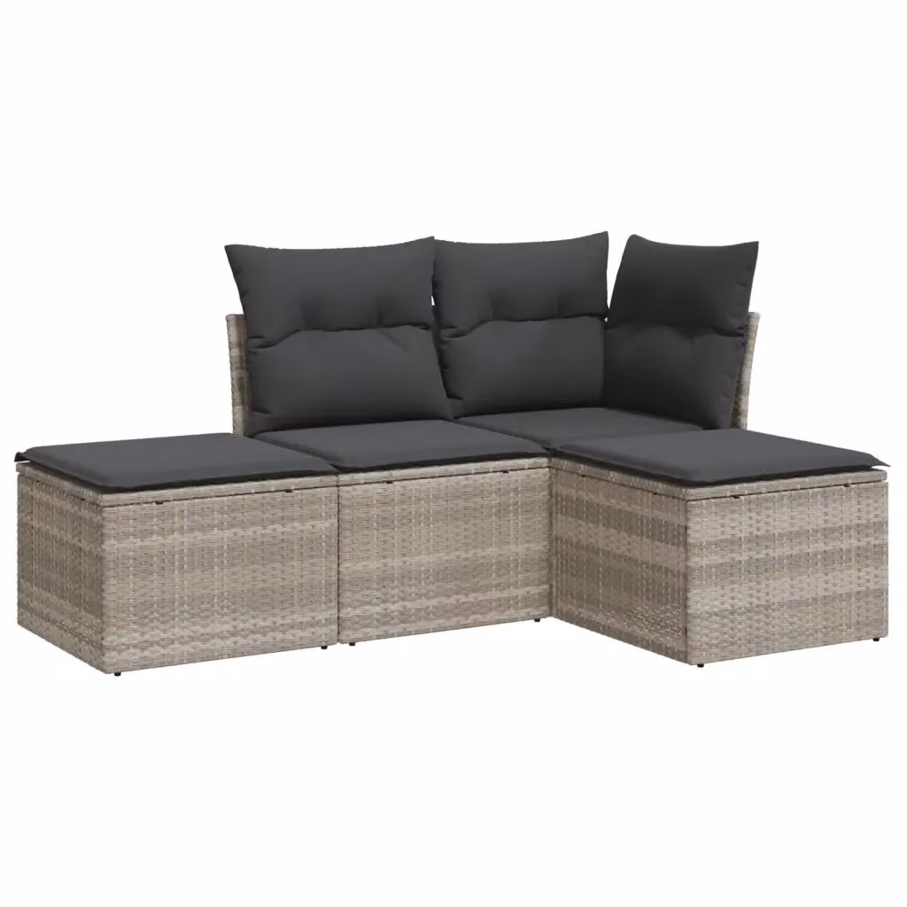vidaXL Set Divano da Giardino a L con Cuscini Grigio Moderno in Polyrattan e Acciaio – 2