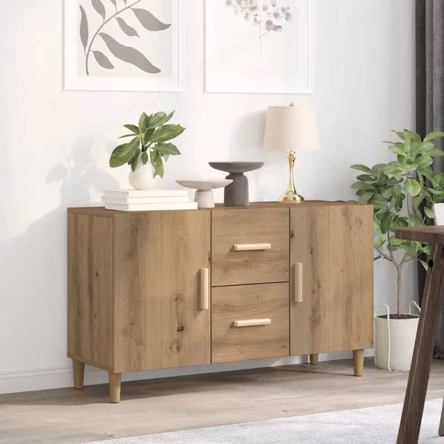 Credenza vidaXL in Legno e MDF Colore Rovere Marrone L: 100 cm, P: 36 cm, H: 60 cm – 1
