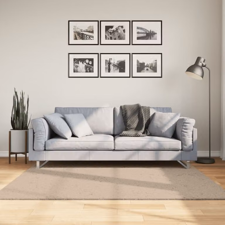 vidaXL Tappeto a Pelo Corto HUARTE Morbido e Lavabile Sabbia 160 x 160 cm
